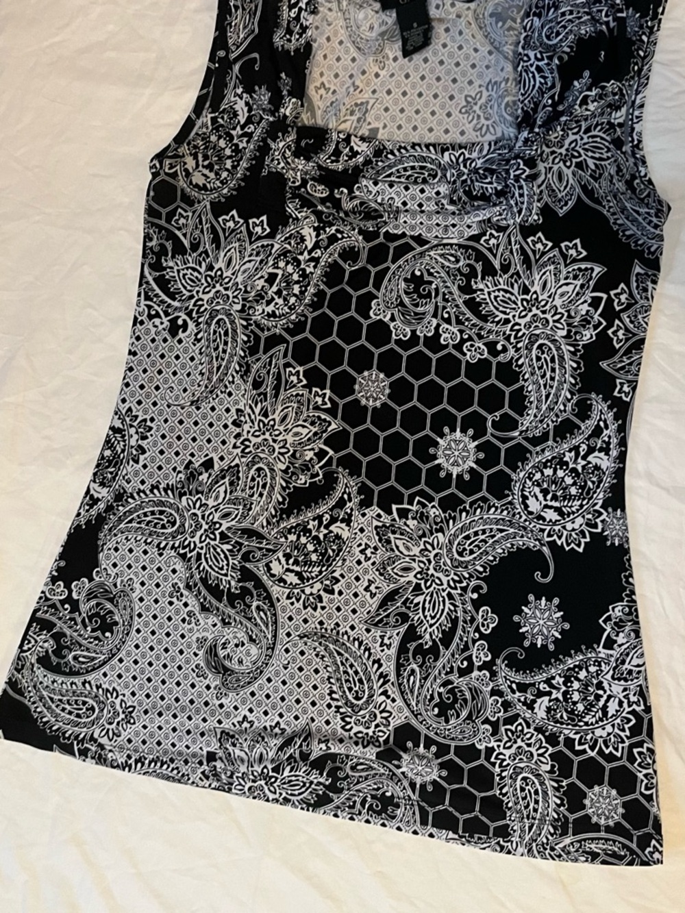 GNW Black and White Paisley Print Tank Top